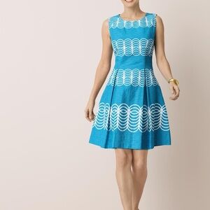 Women’s Just Taylor NWT Dress Sz 14 Turquoise/White Sleeveless Fit & Flares